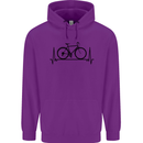 Cycling Heart Beat Bike Bicycle Cyclist ECG Childrens Kids Hoodie Purple