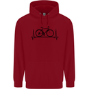 Cycling Heart Beat Bike Bicycle Cyclist ECG Childrens Kids Hoodie Red