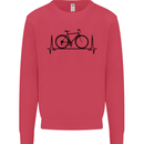 Cycling Heart Beat Bike Bicycle Cyclist ECG Kids Sweatshirt Jumper Heliconia