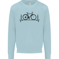 Cycling Heart Beat Bike Bicycle Cyclist ECG Kids Sweatshirt Jumper Light Blue