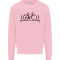 Cycling Heart Beat Bike Bicycle Cyclist ECG Kids Sweatshirt Jumper Light Pink