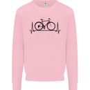 Cycling Heart Beat Bike Bicycle Cyclist ECG Kids Sweatshirt Jumper Light Pink
