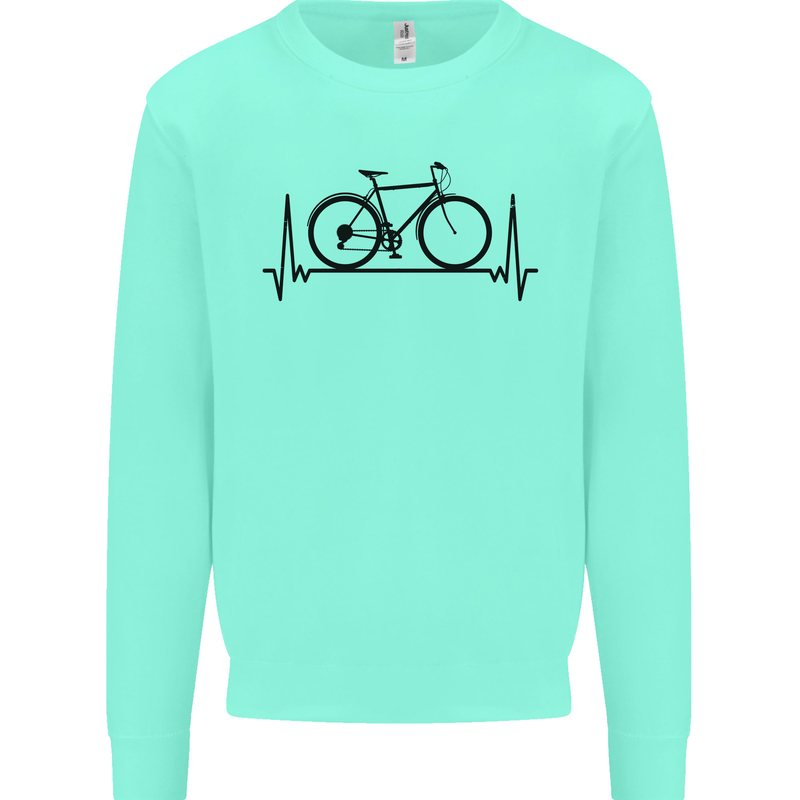 Cycling Heart Beat Bike Bicycle Cyclist ECG Kids Sweatshirt Jumper Peppermint