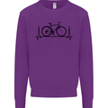 Cycling Heart Beat Bike Bicycle Cyclist ECG Kids Sweatshirt Jumper Purple
