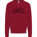 Cycling Heart Beat Bike Bicycle Cyclist ECG Kids Sweatshirt Jumper Red