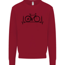 Cycling Heart Beat Bike Bicycle Cyclist ECG Kids Sweatshirt Jumper Red