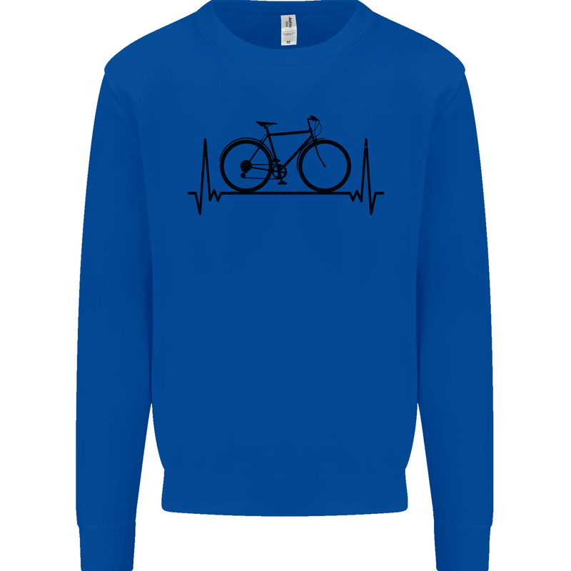 Cycling Heart Beat Bike Bicycle Cyclist ECG Kids Sweatshirt Jumper Royal Blue