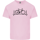 Cycling Heart Beat Bike Bicycle Cyclist ECG Kids T-Shirt Childrens Light Pink
