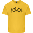 Cycling Heart Beat Bike Bicycle Cyclist ECG Kids T-Shirt Childrens Yellow