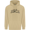 Cycling Heart Beat Bike Bicycle Cyclist ECG Mens 80% Cotton Hoodie Sand