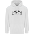 Cycling Heart Beat Bike Bicycle Cyclist ECG Mens 80% Cotton Hoodie White
