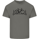 Cycling Heart Beat Bike Bicycle Cyclist ECG Mens Cotton T-Shirt Tee Top Charcoal