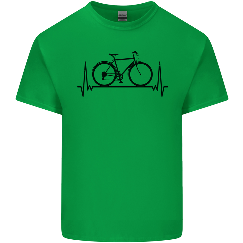 Cycling Heart Beat Bike Bicycle Cyclist ECG Mens Cotton T-Shirt Tee Top Irish Green