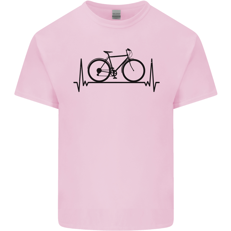 Cycling Heart Beat Bike Bicycle Cyclist ECG Mens Cotton T-Shirt Tee Top Light Pink