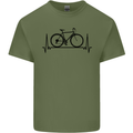 Cycling Heart Beat Bike Bicycle Cyclist ECG Mens Cotton T-Shirt Tee Top Military Green