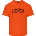 Cycling Heart Beat Bike Bicycle Cyclist ECG Mens Cotton T-Shirt Tee Top Orange