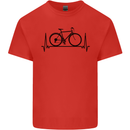 Cycling Heart Beat Bike Bicycle Cyclist ECG Mens Cotton T-Shirt Tee Top Red
