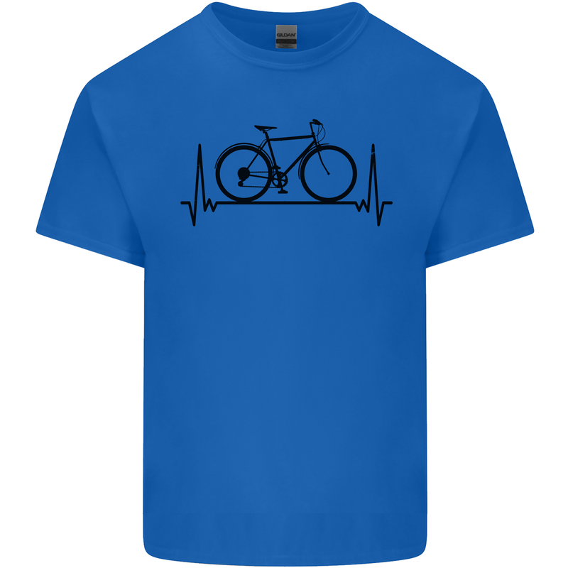 Cycling Heart Beat Bike Bicycle Cyclist ECG Mens Cotton T-Shirt Tee Top Royal Blue