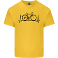 Cycling Heart Beat Bike Bicycle Cyclist ECG Mens Cotton T-Shirt Tee Top Yellow