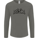 Cycling Heart Beat Bike Bicycle Cyclist ECG Mens Long Sleeve T-Shirt Charcoal