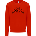 Cycling Heart Beat Bike Bicycle Cyclist ECG Mens Sweatshirt Jumper Bright Red
