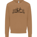 Cycling Heart Beat Bike Bicycle Cyclist ECG Mens Sweatshirt Jumper Caramel Latte
