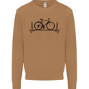 Cycling Heart Beat Bike Bicycle Cyclist ECG Mens Sweatshirt Jumper Caramel Latte