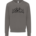 Cycling Heart Beat Bike Bicycle Cyclist ECG Mens Sweatshirt Jumper Charcoal