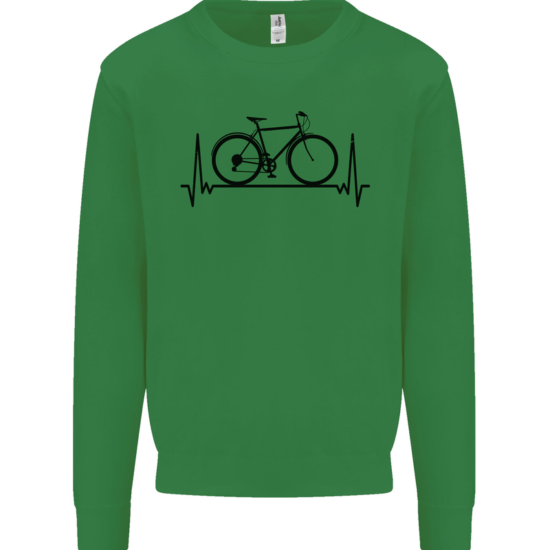 Cycling Heart Beat Bike Bicycle Cyclist ECG Mens Sweatshirt Jumper Irish Green