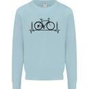 Cycling Heart Beat Bike Bicycle Cyclist ECG Mens Sweatshirt Jumper Light Blue