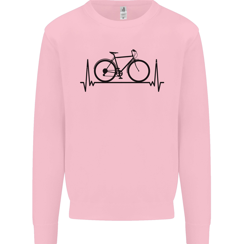 Cycling Heart Beat Bike Bicycle Cyclist ECG Mens Sweatshirt Jumper Light Pink
