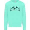 Cycling Heart Beat Bike Bicycle Cyclist ECG Mens Sweatshirt Jumper Peppermint