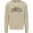 Cycling Heart Beat Bike Bicycle Cyclist ECG Mens Sweatshirt Jumper Sand