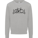 Cycling Heart Beat Bike Bicycle Cyclist ECG Mens Sweatshirt Jumper Sports Grey
