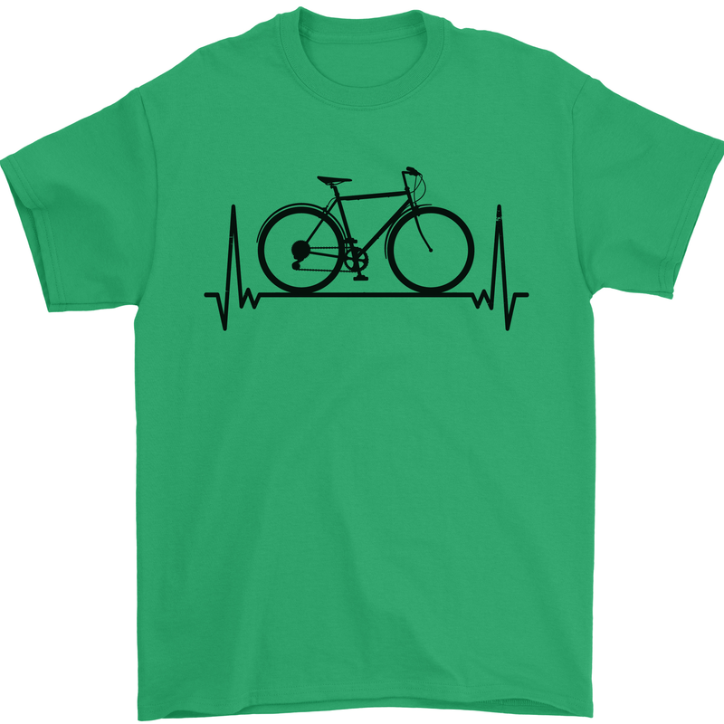 Cycling Heart Beat Bike Bicycle Cyclist ECG Mens T-Shirt 100% Cotton Irish Green