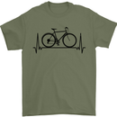 Cycling Heart Beat Bike Bicycle Cyclist ECG Mens T-Shirt 100% Cotton Military Green