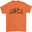Cycling Heart Beat Bike Bicycle Cyclist ECG Mens T-Shirt 100% Cotton Orange