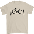 Cycling Heart Beat Bike Bicycle Cyclist ECG Mens T-Shirt 100% Cotton Sand
