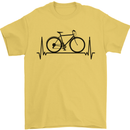Cycling Heart Beat Bike Bicycle Cyclist ECG Mens T-Shirt 100% Cotton Yellow