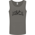 Cycling Heart Beat Bike Bicycle Cyclist ECG Mens Vest Tank Top Charcoal