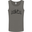 Cycling Heart Beat Bike Bicycle Cyclist ECG Mens Vest Tank Top Charcoal