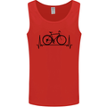 Cycling Heart Beat Bike Bicycle Cyclist ECG Mens Vest Tank Top Red