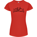 Cycling Heart Beat Bike Bicycle Cyclist ECG Womens Petite Cut T-Shirt Red