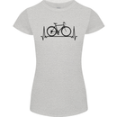 Cycling Heart Beat Bike Bicycle Cyclist ECG Womens Petite Cut T-Shirt Sports Grey