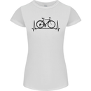 Cycling Heart Beat Bike Bicycle Cyclist ECG Womens Petite Cut T-Shirt White