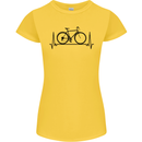 Cycling Heart Beat Bike Bicycle Cyclist ECG Womens Petite Cut T-Shirt Yellow