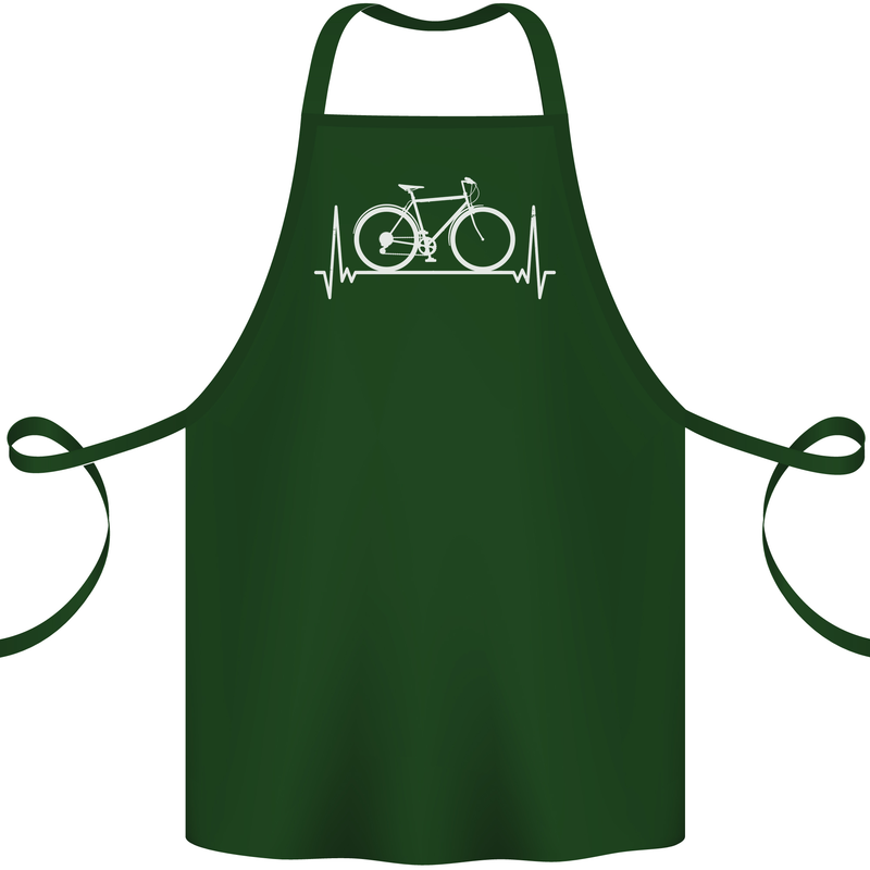 Cycling Heart Beat ECG Bike Bicycle Cyclist Cotton Apron 100% Organic Forest Green
