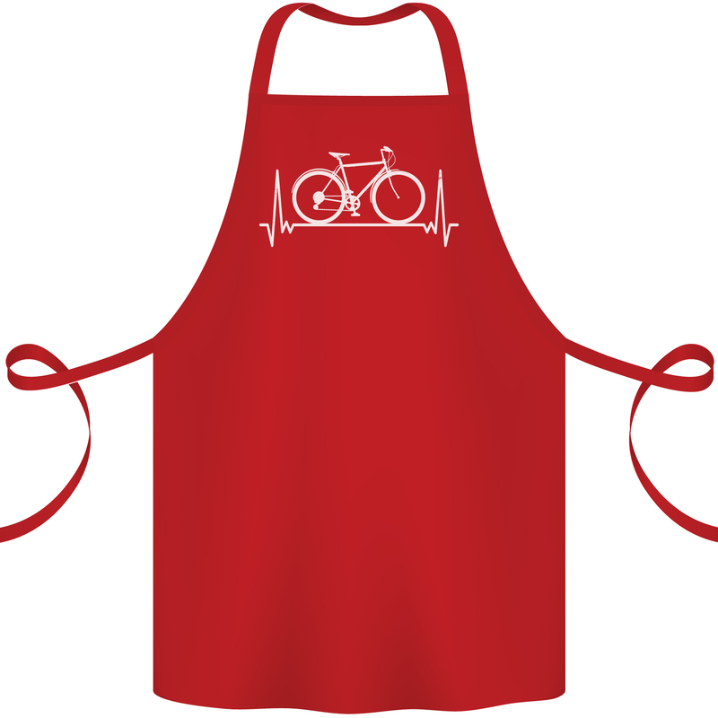 Cycling Heart Beat ECG Bike Bicycle Cyclist Cotton Apron 100% Organic Red