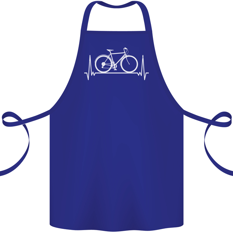 Cycling Heart Beat ECG Bike Bicycle Cyclist Cotton Apron 100% Organic Royal Blue
