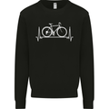 Cycling Heart Beat ECG Bike Bicycle Cyclist Kids Sweatshirt Jumper Black